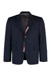 Thom Browne Single-breasted Cropped-sleeve Blazer In Blue