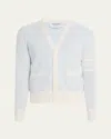 Thom Browne Blue Linen Cotton 4-bar Relaxed Fit Cardigan In Blue