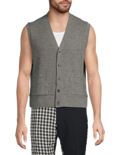 Thom Browne Waffle-knit Cashmere Vest In Gray