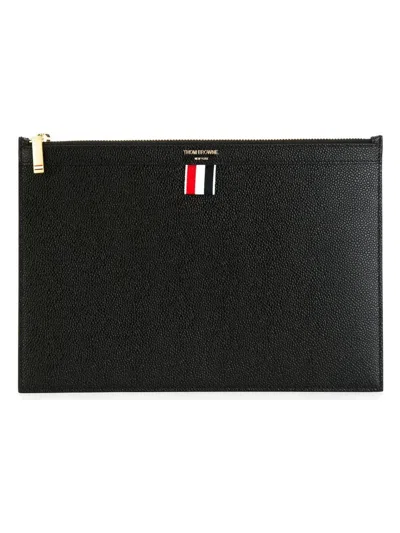 Thom Browne Small Grained Leather Document Holder In Black