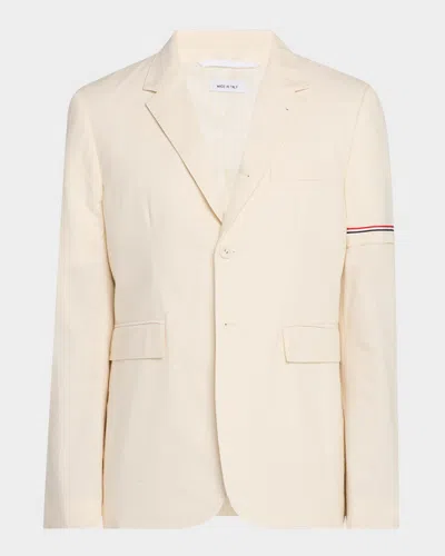 Thom Browne Men's Sport Coat With Selvedge Placement In Open White