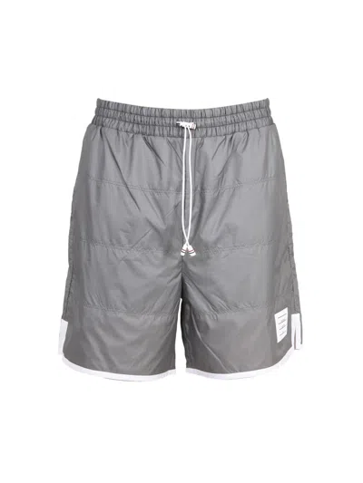 Thom Browne Men Sporty Ripstop Bermuda In Silver