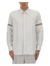 Thom Browne Grey Vertical-stripe Long-sleeve Shirt In Grey