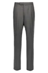 Thom Browne Backstrap Cropped Tailored Trousers In Gray
