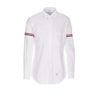 Thom Browne Men Stripe Logo Classic Shirt In White