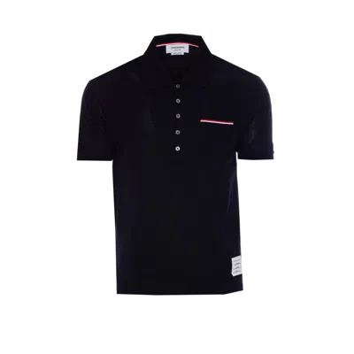 Thom Browne Men Stripe Logo Pocket Polo