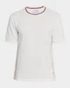 Thom Browne Men's Stripe-neck Trim Waffle Knit T-shirt
