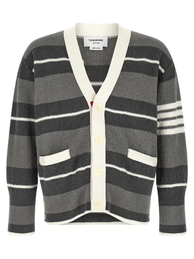Thom Browne Men's Striped Cardigan In Transparent