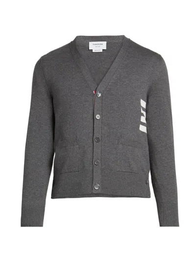 Thom Browne Men's Striped Cotton Knit Cardigan In Gray