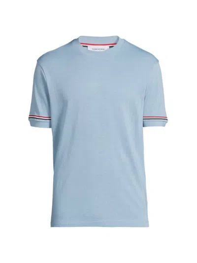 Thom Browne Men's Striped Cotton T-shirt In Blue