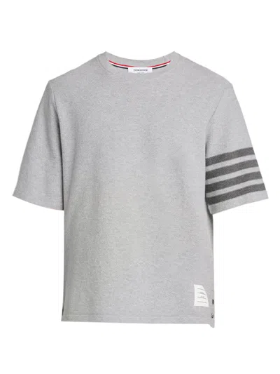 Thom Browne Textured Cotton T-shirt In Gray