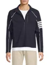 Thom Browne Lightweight Navy Blue Jacket With 4-bar Detail In Navy