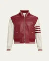 Thom Browne Ribbed Collar Striped Sleeves Jacket Front Pockets In Multi