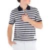 Thom Browne Striped Linen-blend Jersey Polo Shirt In Multi