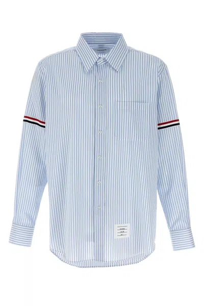 Thom Browne Oxford Button-down Shirt With Rwb Armbands In Blue