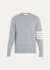 Thom Browne Men's Striped-sleeve Cashmere Sweater In Light Grey