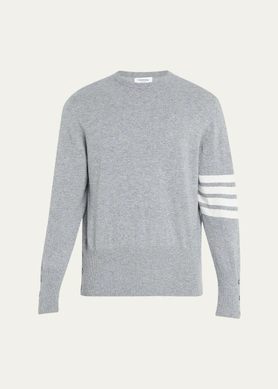Thom Browne Men's Striped-sleeve Cashmere Sweater In Gray
