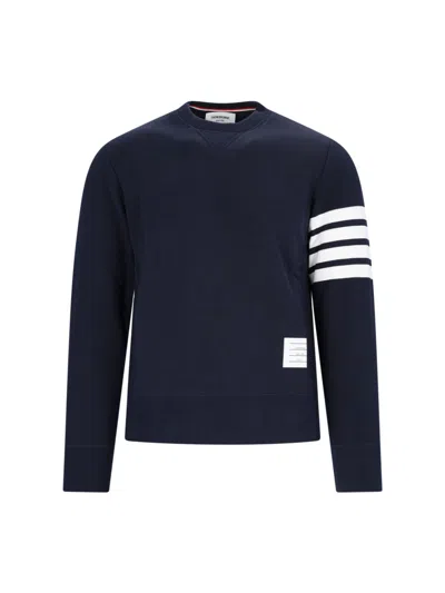 Thom Browne Striped Cotton Sweatshirt In Blue