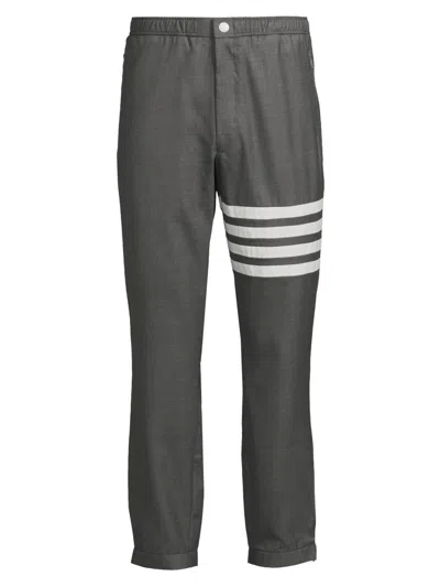 Thom Browne Men's Striped Snap-front Elasticized Track Trousers In Gray
