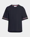 Thom Browne Men's Striped-trim Boxy T-shirt In Black