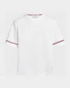 Thom Browne White Crewneck T-shirt With Rwb Detail On Neck And Sleeve In White