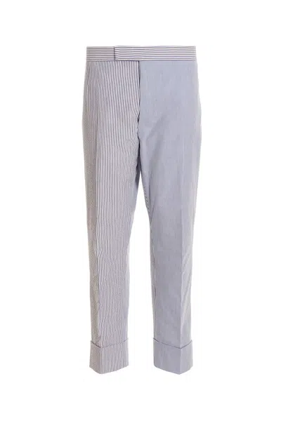 Thom Browne Navy Striped Trousers In Blue