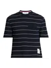 Thom Browne Dark Blue Striped T-shirt In Blue