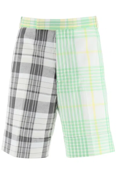 Thom Browne Men's Tailored Cotton Shorts With Double Madras Motif In Multicolor