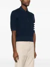 Thom Browne 4-bar Linen-blend Polo In 415 Navy