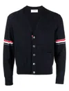 Thom Browne Rib Stitch Wool Cardigan In Blue