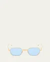 Thom Browne Men's Titanium Rectangle Sunglasses In Blue