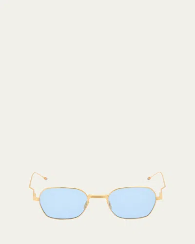Thom Browne Men's Titanium Rectangle Sunglasses In Blue