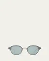 Thom Browne Men's Titanium Round Clip-on Sunglasses In Black/charcoal