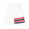 Thom Browne 4-bar Stripe Ripstop Shorts In White