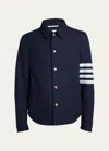 Thom Browne Men's Utility Patch Wool Chore Jacket In Blue