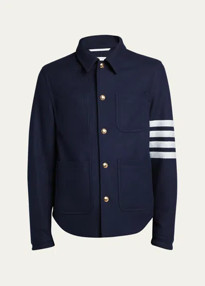 THOM BROWNE MEN'S UTILITY PATCH WOOL CHORE JACKET