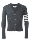 Thom Browne Men's V-neck Cardigan In Grey