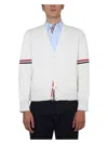 Thom Browne Men's V-neck Cardigan In White