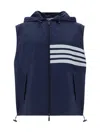 Thom Browne 4-bar Stripe Ripstop Hooded Gilet In Blue