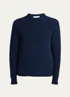 Thom Browne Wool Piqué Crewneck Pullover In Navy