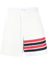 THOM BROWNE MEN'S WHITE 4-BAR SHORTS FOR SS24