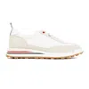 THOM BROWNE WHITE MESH AND SUEDE SNEAKERS FOR MEN