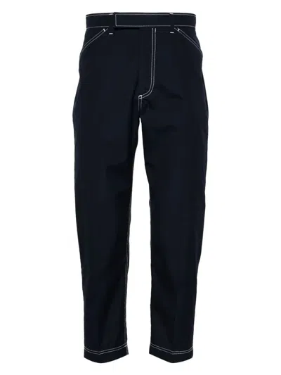 Thom Browne Men's White Navy Blue Prestitched Pants