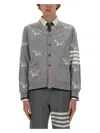 Thom Browne Embroidered Striped Wool Cardigan Pockets In Multi