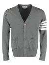 Thom Browne 4-bar Wool Fine Knit Cardigan In Grey