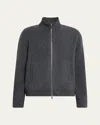 Thom Browne Ribbed High Collar Jacket With Side Pockets In Black