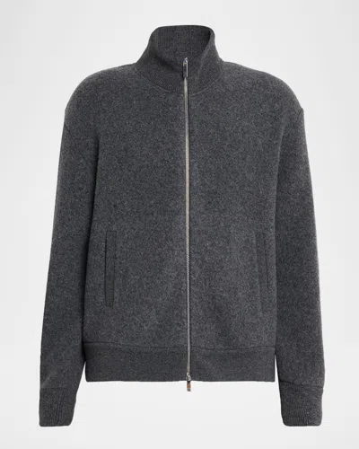 THOM BROWNE MEN'S WOOL FLEECE FULL-ZIP BOMBER JACKET