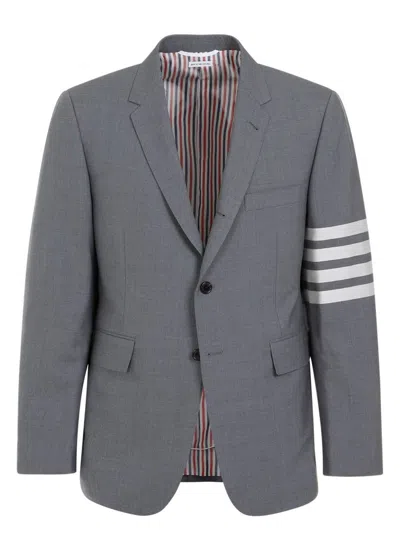 Thom Browne Men's Wool Jacket, Stylish And Warm In Gray