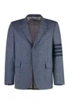 Thom Browne Unstructured Straight Fit Sewed In 4bar In Solid Donegal Tweed In Light Blue