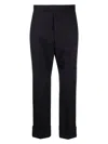 Thom Browne Tailored Blue Wool Trousers With Tricolor Detail In Blue